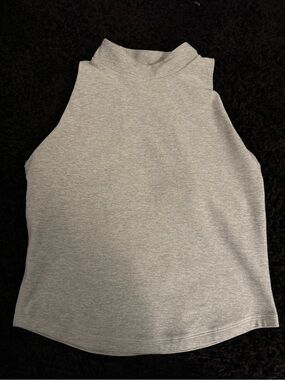 Aritzia GOLDEN light heathered Grey Sleeveless Mock Neck tank